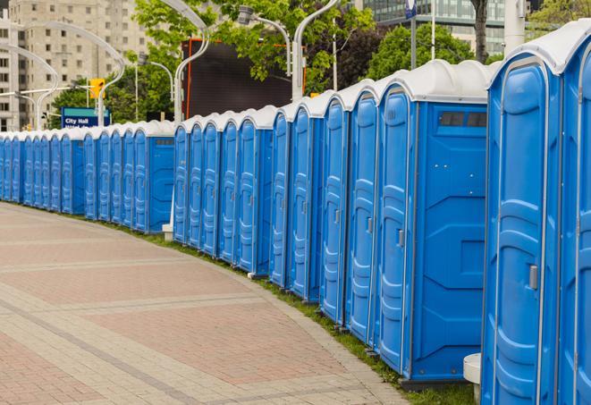 Seasonal porta potty units set up at a McMinnville, Tennessee venue